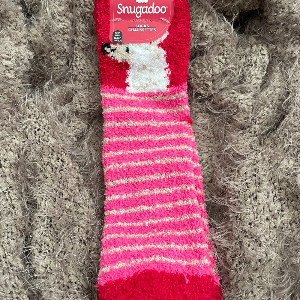 Snugadoo Pink/Red Striped Llama Socks - NWT